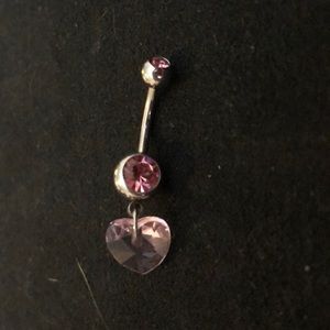 Pink dangling belly ring